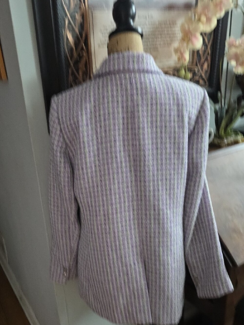 LOFT Lilac Double-Breasted Tweed Blazer - Picture 2 of 3